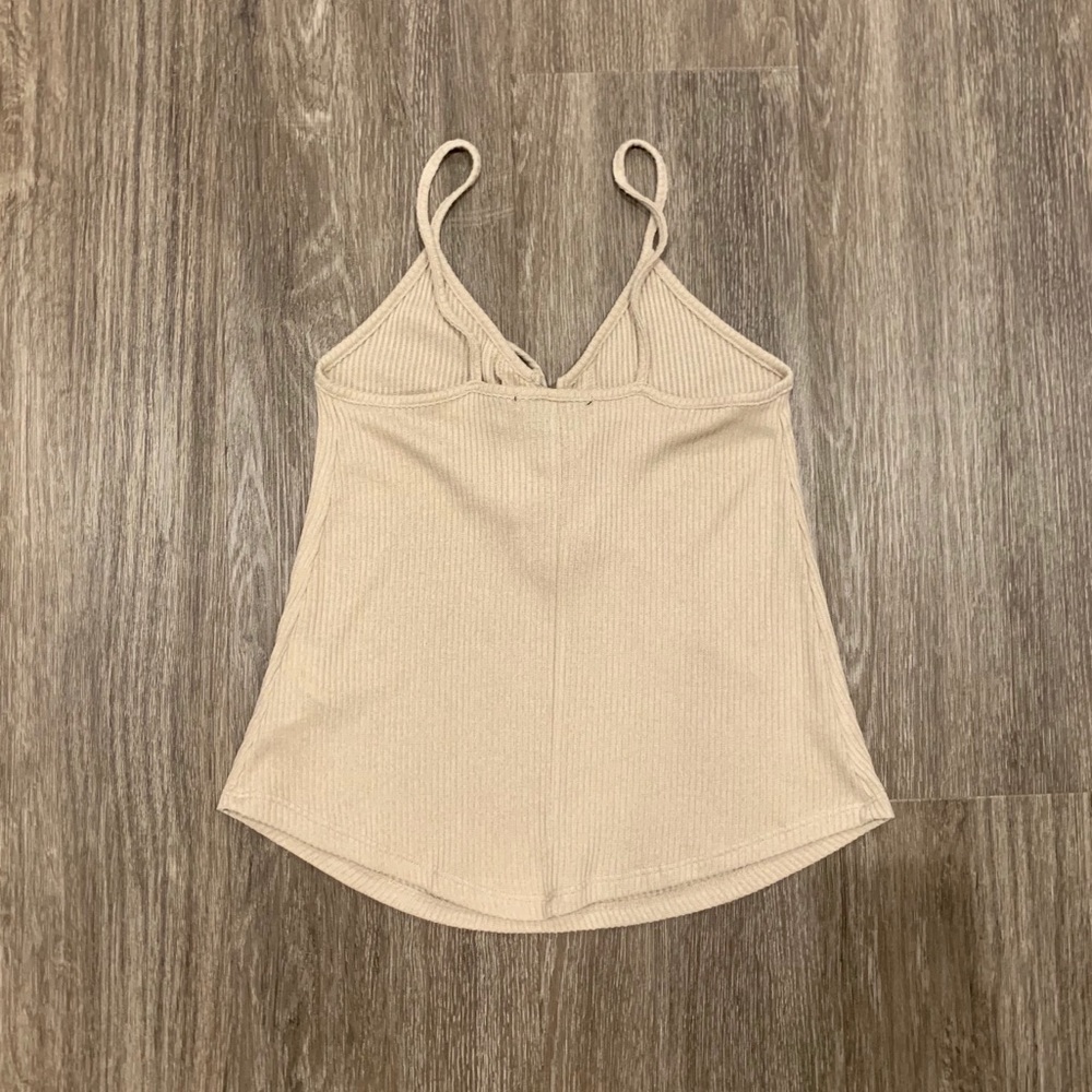 Forever 21 Tan Ribbed Lace Up Tank Top - Picture 2 of 5